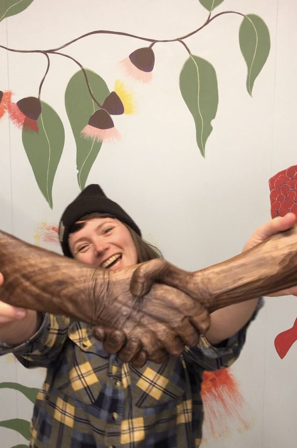 Olivia O'Connor, woodcarver and artist with sculpture art Olivia O'Connor, woodcarver and artist with sculpture art