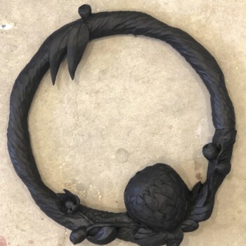 'Flowers!' by Olivia O'Connor
Hand carved timber floral wreath wall hanging, painted matte black.
35cm x 39cm