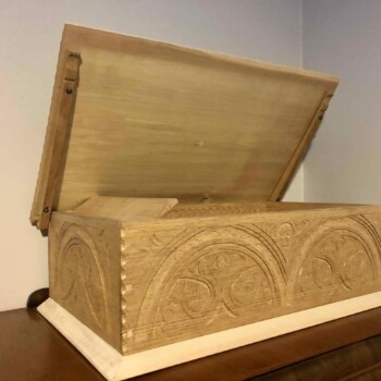 Olivia O'Connor 16th century bible box hand carved woodcarving