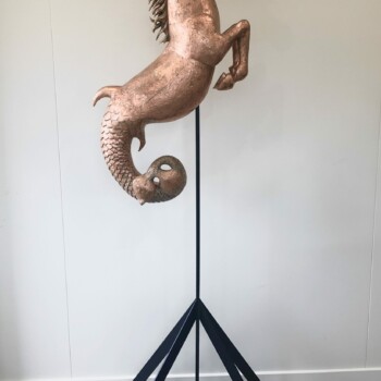 'Hippocampus' woodcarving sculpture art by Olivia O'Connor