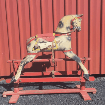 'Bernie' Roebuck Rocking Horse before restoration. 'Bernie' Roebuck Rocking Horse before restoration.