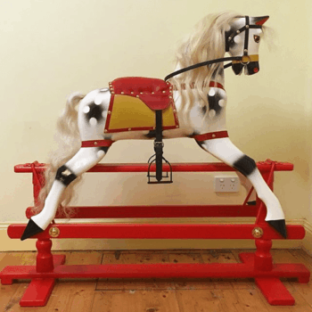 'Bernie' Roebuck Rocking Horse after restoration. 'Bernie' Roebuck Rocking Horse after restoration.