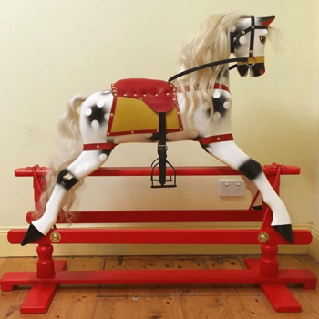 'Bernie' Roebuck Rocking Horse after restoration. 'Bernie' Roebuck Rocking Horse after restoration.