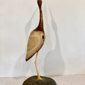 'Golden Heron' woodcarving sculpture art by Olivia O'Connor