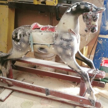 'Porter' Bartlett rocking horse 'Porter' Bartlett rocking horse before restoration