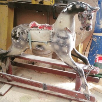 'Porter' Bartlett rocking horse 'Porter' Bartlett rocking horse before restoration