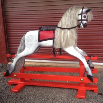 'Herd' Bartlett rocking horse after restoration 'Herd' Bartlett rocking horse after restoration