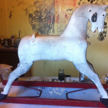 'Dianne' Roebuck rocking horse before restoration 'Dianne' Roebuck rocking horse before restoration